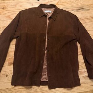 The Frankie Shop Brown Suede Shirt Jacket